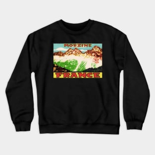 SKIING MORZINE FRANCE VINTAGE TRAVEL SKI MOUNTAINS Distressed Crewneck Sweatshirt